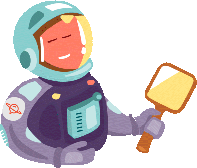Astronaut looking into a mirror