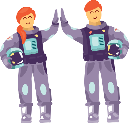 Two astronauts high-fiving
